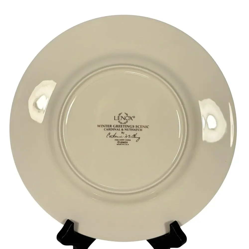 Lenox Winter Greetings Scenic Cardinal Waxwing Birds Serving Plates Bowl Set 3